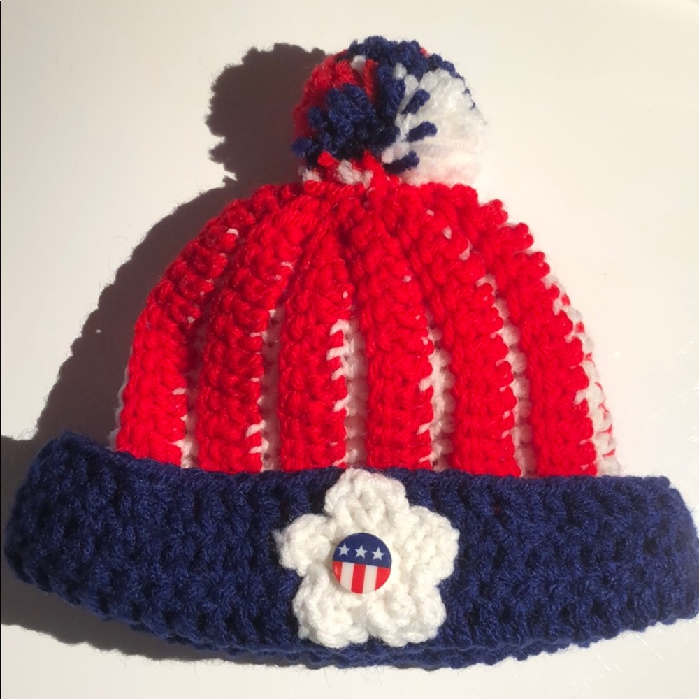 Newborn baby photo prop hat red white blue patriotic